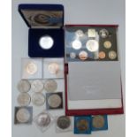 Royal Mint 1999 Deluxe proof set, Diana silver proof £5 coin, crowns and two Gibraltar £5 coins