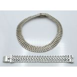 Mexican silver curb link necklace and bracelet, 272g