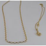 Two 9ct gold necklaces, one with heart shaped pendant, 6.2g