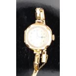 Unnamed 18ct gold ladies wristwatch with blued Breguet hands, black Arabic numerals, gold and silver