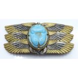 Piel Frères white metal Egyptian scarab beetle belt buckle, L - 6.5cm x W - 2.5cm, 39.2g