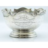 Edward VII hallmarked silver pedestal rose bowl with dedication for the completion of Fenham (