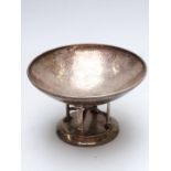 Arts & Crafts plated pedestal bowl with hammered decoration by JBC & S Co, diameter 24cm