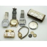 Five various gentleman's wrist and pocket watches including Timex, Summit and Saxon together with