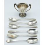 Six Georgian hallmarked silver teaspoons, London 1789 and 1795, maker's mark indistinct, together
