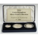 Royal Mint 1993 Silver Proof Collection comprising £5, £1 and 50p, cased with certicate no 0009