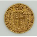 1855 Victoria young head, shield reverse gold full sovereign