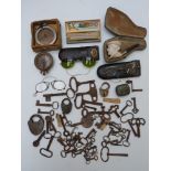 Vintage brass padlocks, 18th/19thC keys, watch keys, Duretta sound box for all Gramophones, Hohner