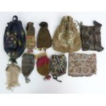 Ten 19th/20thC beadwork purses/bags, some with ornate clasps, largest 15 x 18cm