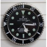 Rolex Oyster Perpetual Date Submariner dealers shop display or advertising wall clock with date