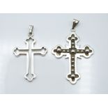 Two Mexican silver crosses, 39g