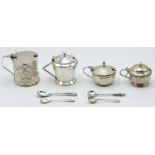Four various Victorian and later hallmarked silver mustards, London 1898, Birmingham 1934 and 1933