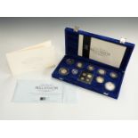 Royal Mint UK Millennium Silver Collection coin set, includes Maundy examples, cased with