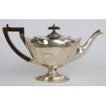Edward VII hallmarked silver pedestal teapot, Birmingham 1904 maker William Aitken, length 26cm,