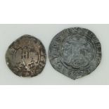 Edward III half groat, York OB - EDWARDUS REX ANGL Z FRANCI, cross pattee, Lis on breast, Rev -