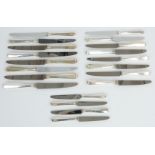 Twenty hallmarked silver handled stainless steel bladed knives, comprising eight dinner knives and