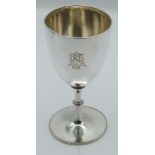 Victorian hallmarked silver goblet with beaded decoration, Sheffield 1877 maker James Dixon & Son,