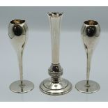A pair of hallmarked silver goblet shaped vases, Chester 1907 maker George Nathan and Ridley Hayes