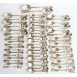 Victorian 12 place setting canteen of hallmarked silver double struck cutlery, comprising two