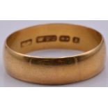 A 22ct gold wedding band/ ring, Birmingham 1897, 5.5g, size W/X