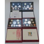 Royal Mint UK proof coin collections in deluxe cases with certificates, 1995-1998