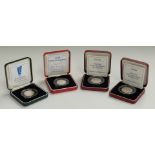 Four Royal Mint silver proof 50p coins, EEC, NHS, D-Day, all cased with certificates