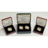 Four Royal Mint silver proof £2 coins in three cases, includes the 97/98 pair