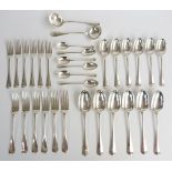 Victorian six place setting canteen of Hanovarian rat tail pattern cutlery comprising six table