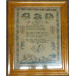 William IV embroidery sampler 'Spring' by Jane Tudor, aged 10, worked at Miss Nicholls's Seminary,