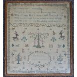 A likely Georgian embroidery sampler 'Martha Poore, aged 11 years', 32 x 36cm