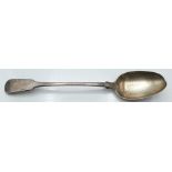 Georgian hallmarked silver fiddle pattern basting spoon, London 1821 maker William Eley & William