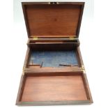 A 19thC brass-bound rosewood campaign style writing slope, W44 x D27 x H18cm