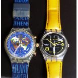 Two Swatch wristwatches One Hundred Years Of The Olympic Movement 1894-1994 and Canard Lacque GK714,