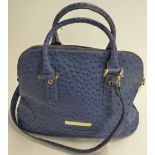 Ivanka Trump blue ostrich skin bag, 25 x 36cm