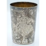 German white metal beaker with gilt wash interior, stamped to base with German 800 grade silver