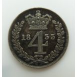 1833 William IV maundy fourpence, unc