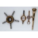 A star watch key and three Victorian pocket watch keys