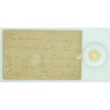 1853 USA gold dollar with 19thC scripted envelope 'Given to Helen Chase by her Auntie Kohler