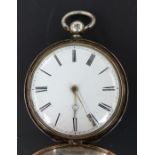 Hallmarked silver full hunter pocket watch with gold Breguet hands, black Roman numerals, white