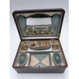 A late 19th/20thC French boulle work sewing / needlework French actress's or tart's workbox, the