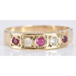 A 9ct gold ring set with rubies and cubic zirconia, 2.0g, size N