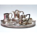 19thC and later silver plated ware including a large twin-handled galleried tray, length 60cm,