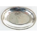 George VI Arts & Crafts hallmarked silver oval bon bon dish, London 1951 maker Robert Edgar Stone,