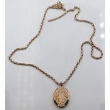 Victorian 9ct rose gold necklace (4.8g) and a Victorian locket
