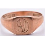 A 9ct rose gold signet ring, Birmingham 1924, 2.4g, size M