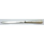 Walker & Hall Art Deco style hallmaked silver bladed, mother of pearl handled paper knife, Sheffield