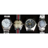 Four gentleman's wristwatches comprising Seiko Solar ref. V158-0AA0, Seiko Diamatic Hi-Beat ref.