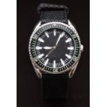 French Navy military style gentleman's wristwatch with luminous hands and hour markers, fixed bezel,