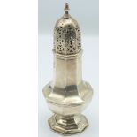 Edward VII hallmarked silver sugar caster, Sheffield 1901 maker's Richard Martin and Ebenezer