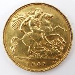 1908 Edward VII gold half sovereign